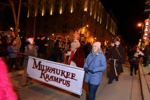 Milwaukee Krampus sign during parade